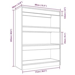 Berkfield Home Book Cabinet/Room Divider Smoked Oak 80x30x103 cm Engineered wood in Brown - Size: 80 x 30 x 103 cm - thumbnail 7