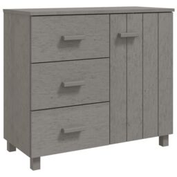 Berkfield Home Sideboard HAMAR Light Grey 90x40x80 cm Solid Pinewood - Size: 90 x 40 x 80 cm - thumbnail 2