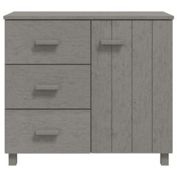 Berkfield Home Sideboard HAMAR Light Grey 90x40x80 cm Solid Pinewood - Size: 90 x 40 x 80 cm - thumbnail 3