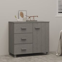Berkfield Home Sideboard HAMAR Light Grey 90x40x80 cm Solid Pinewood - Size: 90 x 40 x 80 cm - thumbnail 1