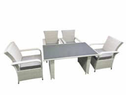 Fimous Wicker PE Rattan Garden Furniture Set Patio Outdoor 4 Chairs Plus Rectangular Dining Table Set Light Grey Mixed - thumbnail 1