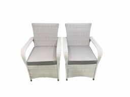 Fimous Wicker PE Rattan Garden Furniture Set Patio Outdoor 4 Chairs Plus Rectangular Dining Table Set Light Grey Mixed - thumbnail 6
