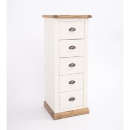 Cabinet Bits Tropea 5 Drawer Narrow Chest of Drawers Brass Cup Handle in Off-White - thumbnail 3