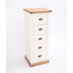 Cabinet Bits Tropea 5 Drawer Narrow Chest of Drawers Brass Cup Handle in Off-White - thumbnail 4