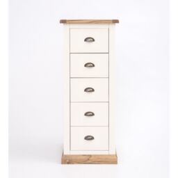 Cabinet Bits Tropea 5 Drawer Narrow Chest of Drawers Brass Cup Handle in Off-White - thumbnail 1