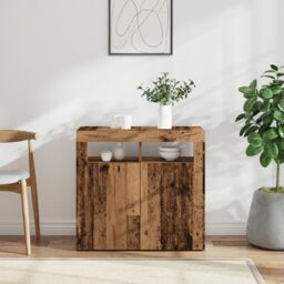 Berkfield Home Sideboard with LED Lights Old Wood 80x35x75 cm Engineered Wood in Brown - Size: 80 x 35 x 75 cm - thumbnail 4