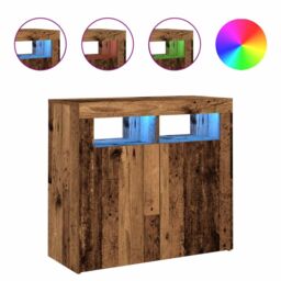 Berkfield Home Sideboard with LED Lights Old Wood 80x35x75 cm Engineered Wood in Brown - Size: 80 x 35 x 75 cm - thumbnail 2
