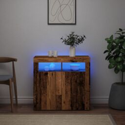 Berkfield Home Sideboard with LED Lights Old Wood 80x35x75 cm Engineered Wood in Brown - Size: 80 x 35 x 75 cm - thumbnail 5