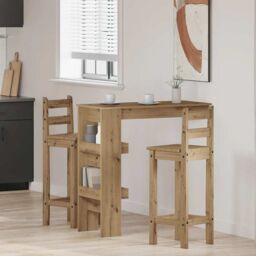 Berkfield Home Wall Bar Table Artisan Oak 102x45x103.5 cm Engineered Wood in Brown - thumbnail 3