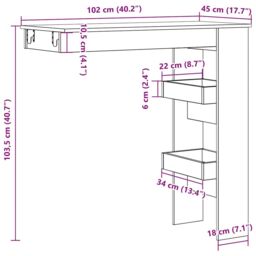 Berkfield Home Wall Bar Table Artisan Oak 102x45x103.5 cm Engineered Wood in Brown - thumbnail 9