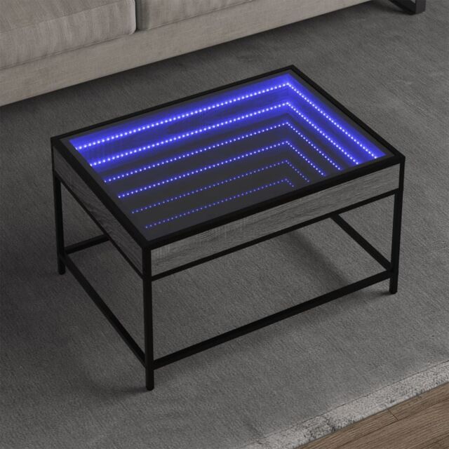 Berkfield Home Coffee Table with Infinity LED Grey Sonoma 70x50x41 cm - Size: 70 x 50 x 41 cm - image 1