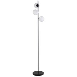 First Choice Lighting Pair of Black Floor Lamp with Opal Globe Shades - thumbnail 2