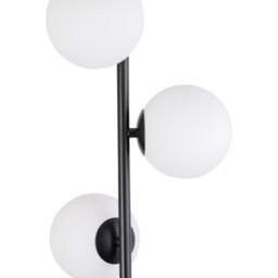 First Choice Lighting Pair of Black Floor Lamp with Opal Globe Shades - thumbnail 5