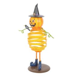 Something Different Metal Pumpkin Man With Top Hat Ornament in Orange - thumbnail 3