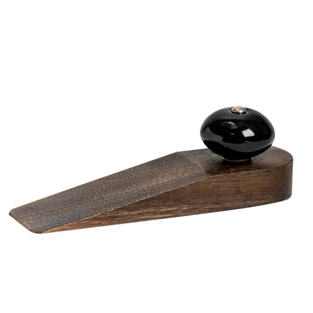 Nicola Spring Traditional Vintage Wooden Door Wedge Stop in Black - image 1