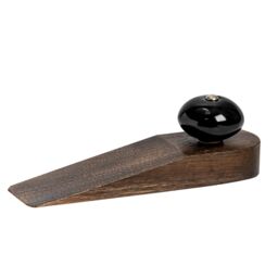 Nicola Spring Traditional Vintage Wooden Door Wedge Stop in Black - thumbnail 1