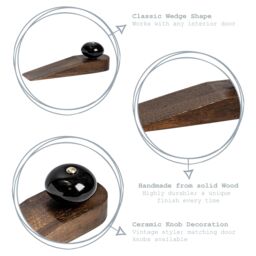 Nicola Spring Traditional Vintage Wooden Door Wedge Stop in Black - thumbnail 2