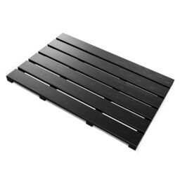MANTRARAJ Bamboo Bath Mat Anti-Slip Wooden Slatted Duckboard Bath Shower Mat Black - thumbnail 1