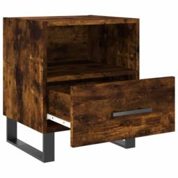 Berkfield Home Modern Bedside Cabinet Smoked Oak 40x35x47.5 cm Engineered Wood in Brown - thumbnail 1
