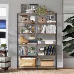 Rafaelo Mobilia 6 Tier Industrial Bookcase Large in Dark Brown - thumbnail 5
