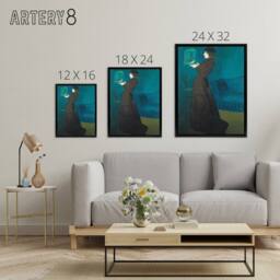"Artery8 Rippl Ronai Jozsef Woman With A Birdcage Framed Canvas Wall Art Print in Blue - Size: W18"" x H24""" - thumbnail 4