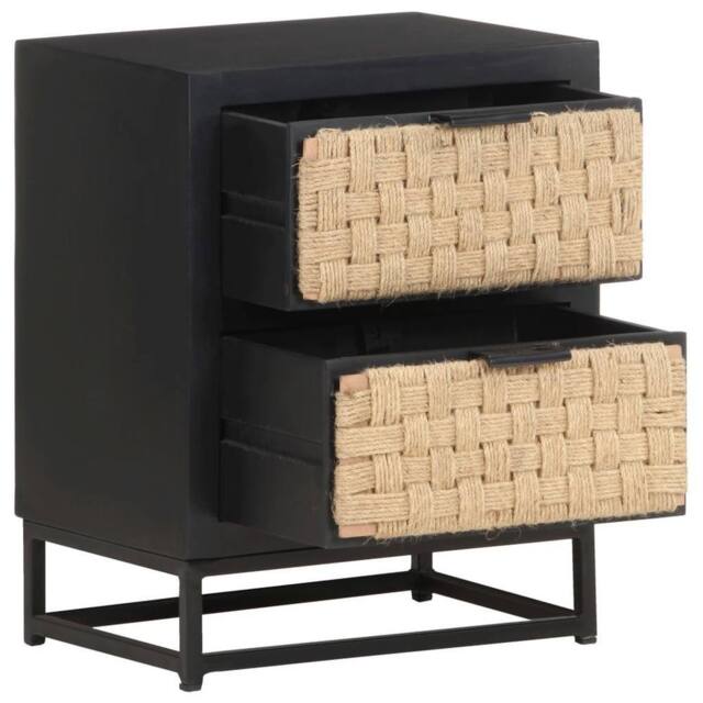 Berkfield Home Durable Bedside Cabinet 40x30x50 cm Solid Mango Wood in Black - Size: 40 x 30 x 50 cm - image 1