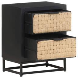 Berkfield Home Durable Bedside Cabinet 40x30x50 cm Solid Mango Wood in Black - Size: 40 x 30 x 50 cm - thumbnail 1