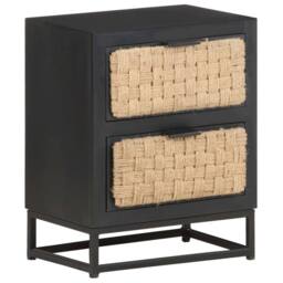 Berkfield Home Durable Bedside Cabinet 40x30x50 cm Solid Mango Wood in Black - Size: 40 x 30 x 50 cm - thumbnail 9