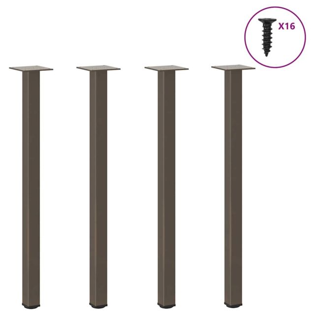 Berkfield Home Coffee Table Legs 4 pcs Natural Steel 72-74 cm Steel in Brown - image 1