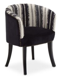 Orsina Black & White Chair, Stud Detail Boho Accent Chair with Mango Wood Legs, Monochrome Upholstered Chair - thumbnail 1