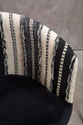 Orsina Black & White Chair, Stud Detail Boho Accent Chair with Mango Wood Legs, Monochrome Upholstered Chair - thumbnail 3