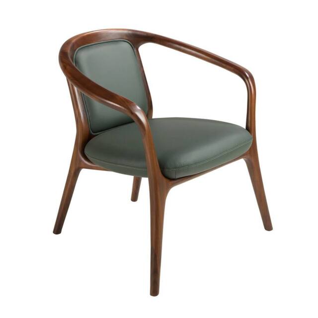 Angel Cerda Dark-Green Leatherette Armchair with Walnut Legs in Dark Green - image 1