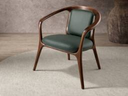 Angel Cerda Dark-Green Leatherette Armchair with Walnut Legs in Dark Green - thumbnail 5