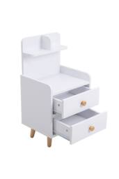 Wooden Leg 2 Drawer Wooden Bedside Nightstand in White - thumbnail 4