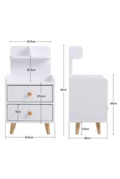 Wooden Leg 2 Drawer Wooden Bedside Nightstand in White - thumbnail 6