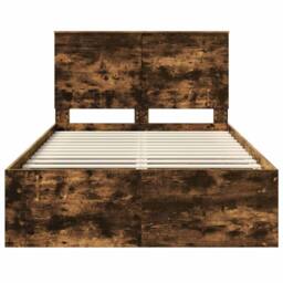 Berkfield Home Bed Frame Smoked Oak 120 x 200 cm Solid Pine Wood in Brown - thumbnail 7