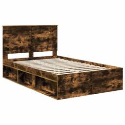 Berkfield Home Bed Frame Smoked Oak 120 x 200 cm Solid Pine Wood in Brown - thumbnail 4