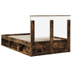 Berkfield Home Bed Frame Smoked Oak 120 x 200 cm Solid Pine Wood in Brown - thumbnail 9