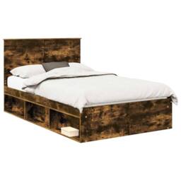 Berkfield Home Bed Frame Smoked Oak 120 x 200 cm Solid Pine Wood in Brown - thumbnail 2