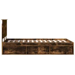 Berkfield Home Bed Frame Smoked Oak 120 x 200 cm Solid Pine Wood in Brown - thumbnail 8