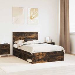 Berkfield Home Bed Frame Smoked Oak 120 x 200 cm Solid Pine Wood in Brown - thumbnail 1