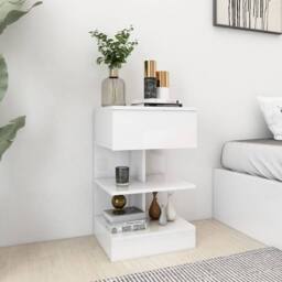 Berkfield Home Beautiful Bedside Cabinets 2 pcs High Gloss White 40x35x65 cm - Size: 40 x 35 x 65 cm - thumbnail 3