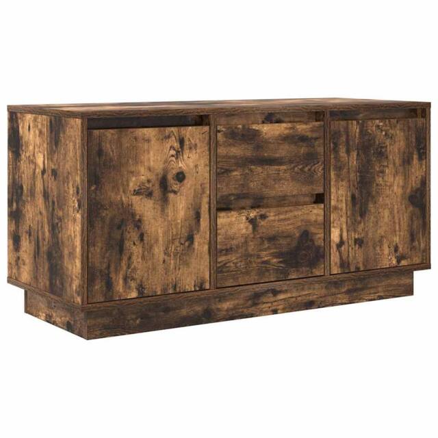 Berkfield Home TV Cabinet with LED Lights Smoked Oak 100x41x50 cm in Brown - Size: 100 x 41 x 50 cm - image 1