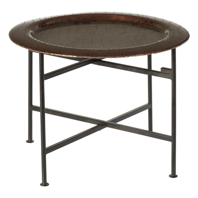 Orsina Contemporary Small Copper & Black Side Table, Round Top Small Lounge Table, Sleek Bed Side Table in Gold - image 1