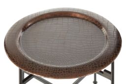Orsina Contemporary Small Copper & Black Side Table, Round Top Small Lounge Table, Sleek Bed Side Table in Gold - thumbnail 2