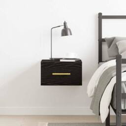 Berkfield Home Modern Bedside Cabinet Wall-Mounted Black Oak 35x35x20 cm - Size: 35 x 35 x 20 cm - thumbnail 4