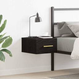 Berkfield Home Modern Bedside Cabinet Wall-Mounted Black Oak 35x35x20 cm - Size: 35 x 35 x 20 cm - thumbnail 2