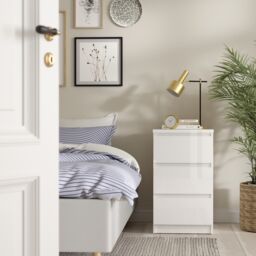 Furniture To Go Naia Bedside 3 Drawers in White - thumbnail 5