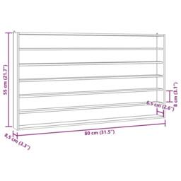 Berkfield Home Wall Display Cabinet with 6 Shelves 80x8.5x55 cm in Light Beige - thumbnail 9