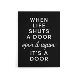"Artery8 When Life Shuts A Door Open It Funny Cheeky Canvas Wall Art Print in Black - Size: W12"" x H16""" - thumbnail 1